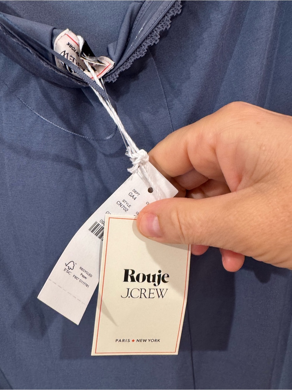 J. Crew x Rouje Strapless Slate Blue Midi Dress, L - Picture 6 of 10